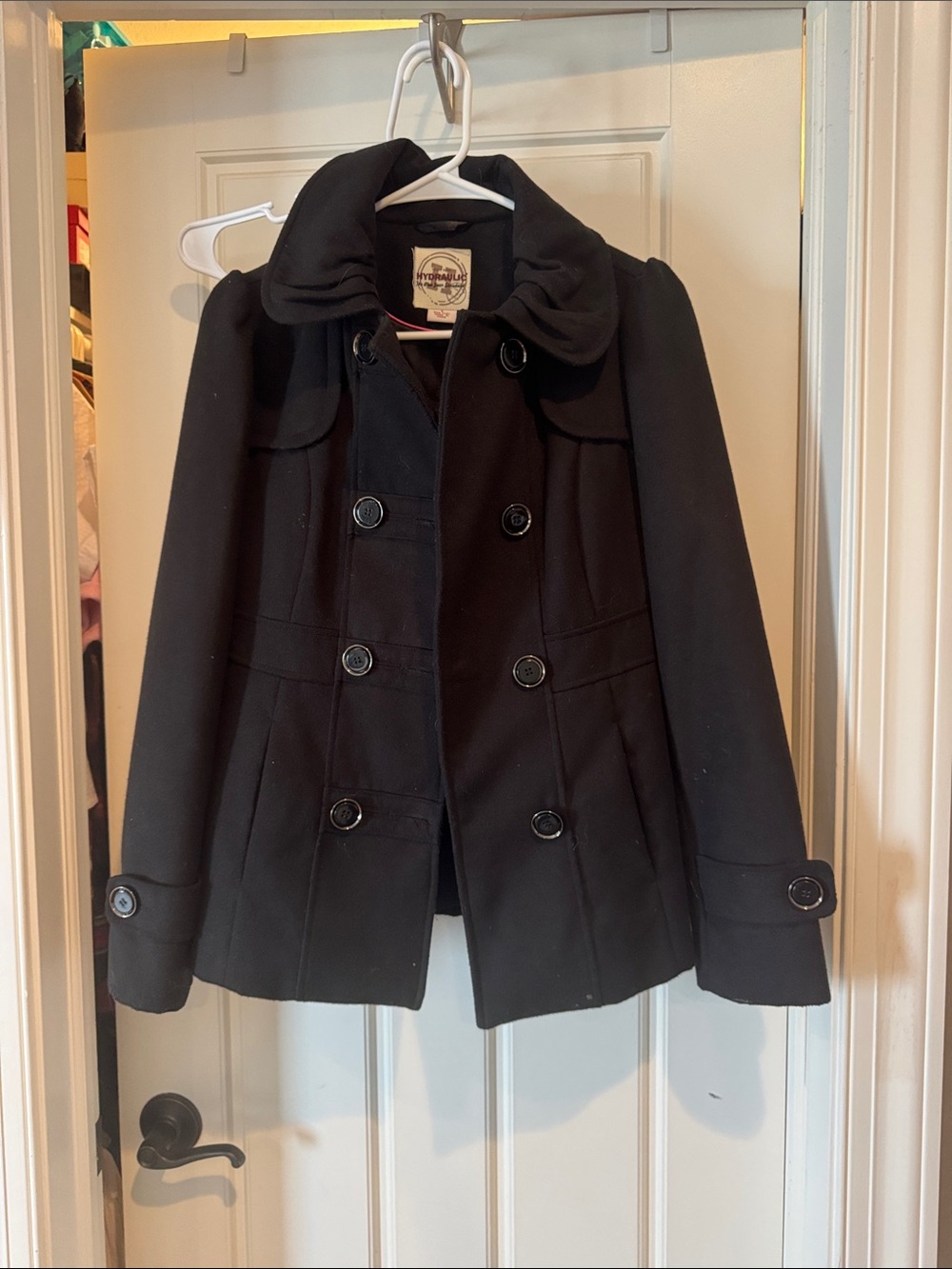 Hydraulic Black Double-Breasted Peacoat